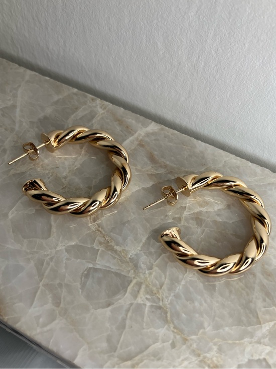 Jewelry - 14k Gold plated Large Twisted Hoop Earrings